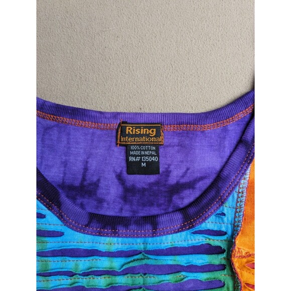 Rising International Women's Multicolor Tie-Dye Tank Top Sz Medium Made in Nepal - Picture 2 of 5